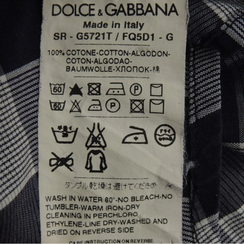🛑 1 hour sale. Dolce & Gabbana, size 15.5, Men's Navy & White Plaid, gold label - Picture 4 of 10